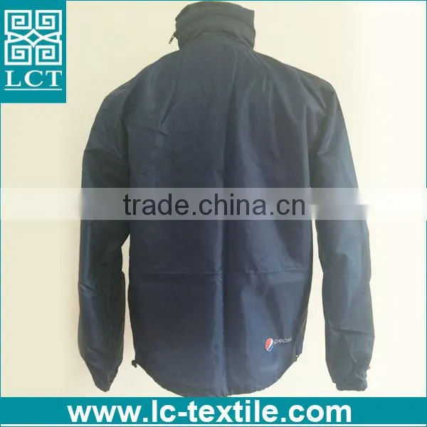Supply 100% 190T Nylon Dark Blue Promotional Heat Transfer Print Lightweight Zip up Fold up Jacket With a Pouch(LCTN1563) photo-2