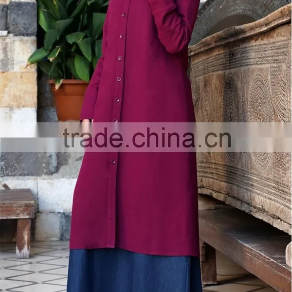 OEM Service China Factory Custom Made Wholesale Muslim Ethnic Elegant Loose Tunic Tops photo-3