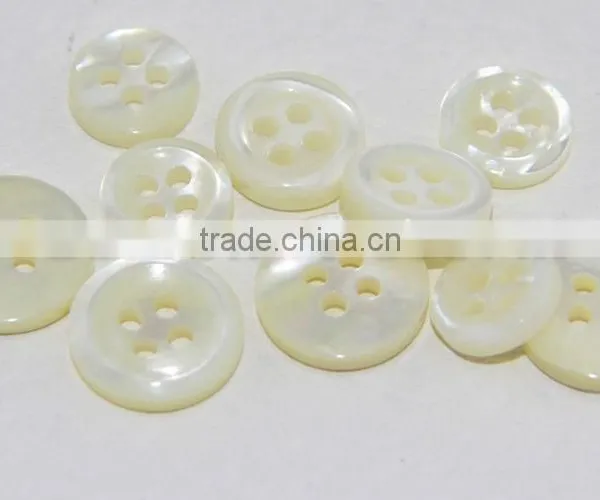 High End 4 Holes White MOP Pearl Shell Men's Shirt Buttons in Size 18L, 14L photo-2