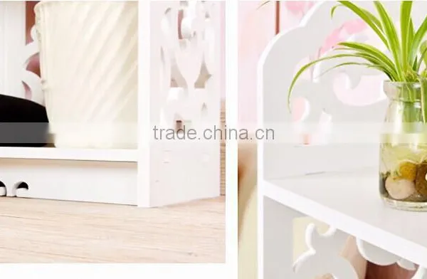 FH-CDR8022Y White Modern Style Diy Pieced Storage Shelf With Carved Flower photo-5