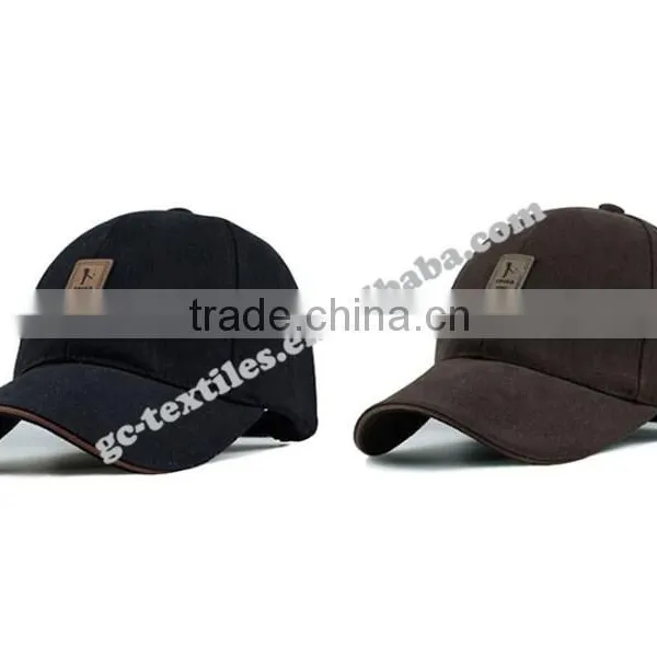 Sandwich Cotton Twill Fabric With Embossed Brown Rubber Badge Logo on Front and Hook and Loop Back Sports Baseball Caps photo-2
