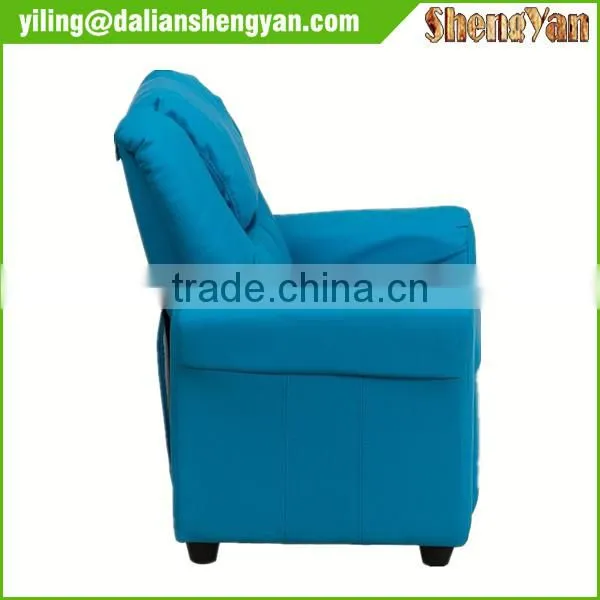 Contemporary Light Blue Kids Recliner With Cup Holder and Headrest photo-4
