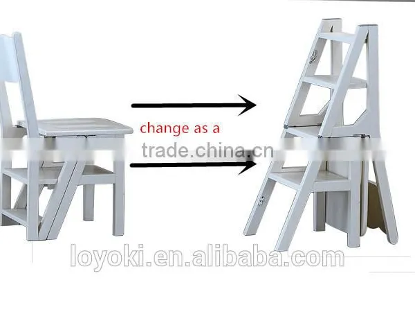 New Design Wooden Stool Convertible Ladder Chair Fold Step Stool photo-3