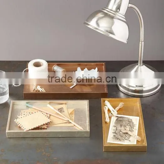 Eco Friendly Golden Lacquered Decorative Tray photo-4
