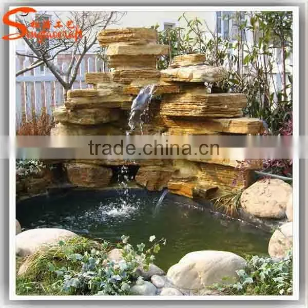 Factory Customized Artificial Fiverglass Decor Rock Waterfall Fountain photo-3