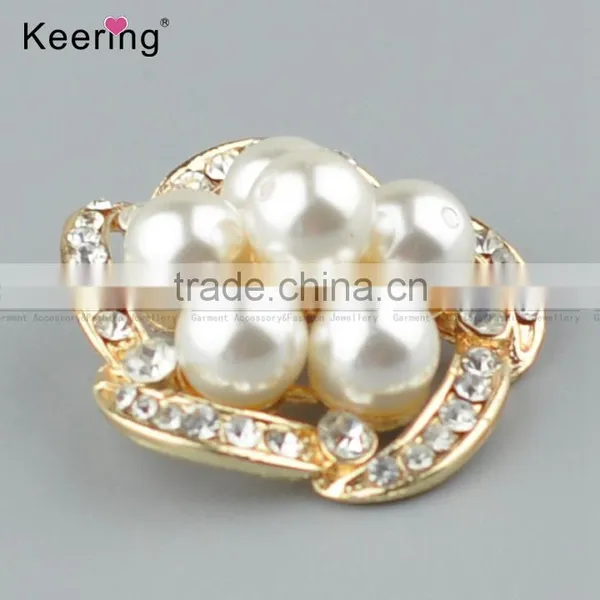Keering-style Hotsale Flower Rhinestone Pearl Button Pins for Garments WBK-1476 photo-3