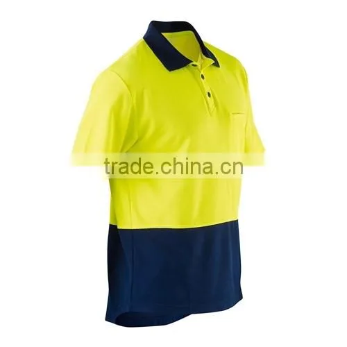 Custom Workwear Spliced Cotton Hi Vis Back Short Sleeve Work T-shirt Polo photo-3