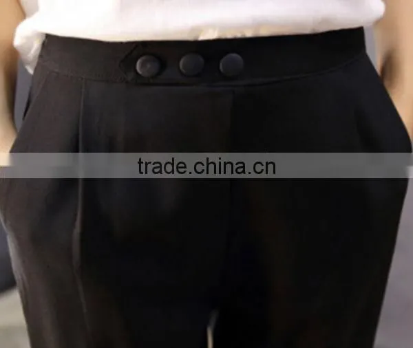 Customized Women Slim Skinny Pants Black Trousers photo-3