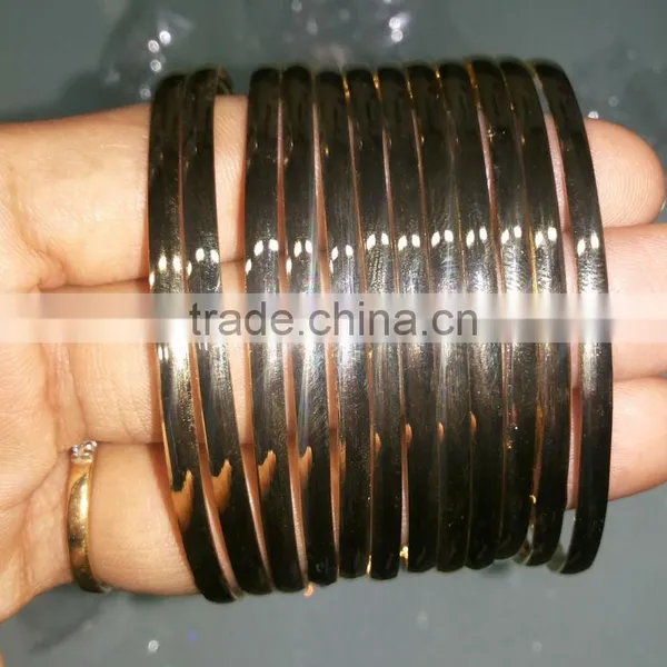 PLAIN THIN GOLD PLATED BANGLE bracelet SET