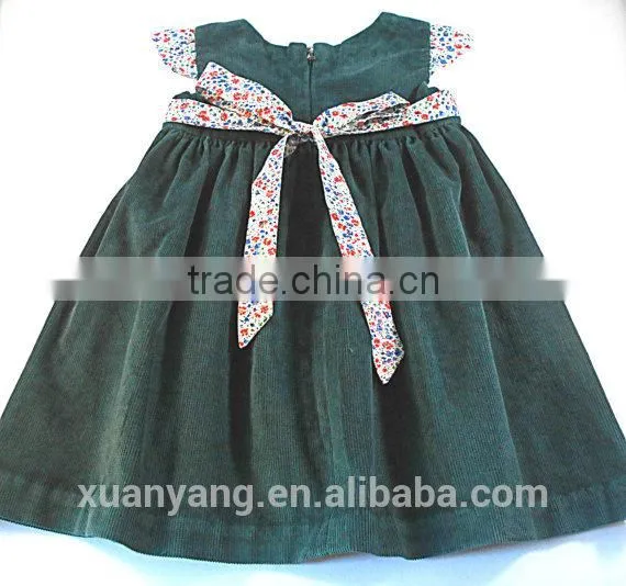 New Design Jasper Corduroy Cotton Frock Kids Clothes Western Style Girls Party Dress photo-2