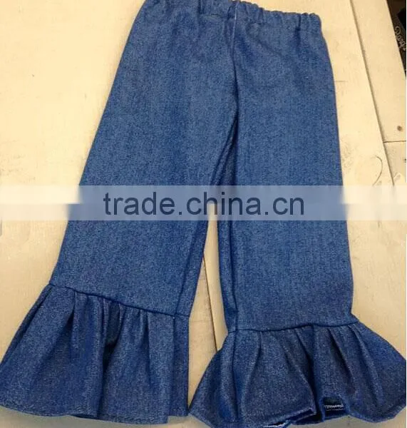 Cheap Wholesale Boutique Knit Fabric Ruffle Bottom Pants for Baby Girls photo-2