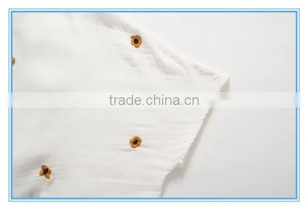 Half Sleeves V Neck Cotton Embroidery Breathable Fashion Lady Shirt photo-3