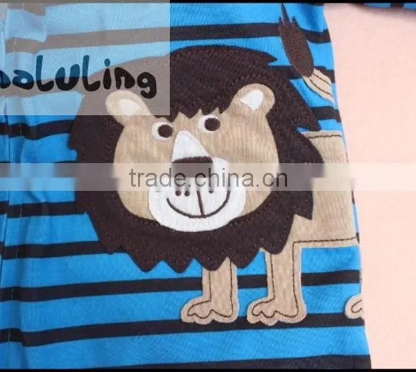 100% Cotton Baby Striped Lion Aniaml Printed Footed Pajamas, Boys Pajamas With Feet Wholesale photo-2