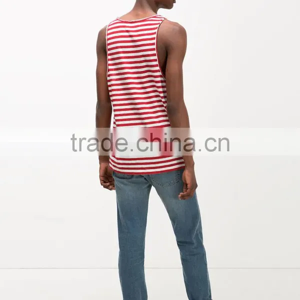 Classic Red Stripe 100%cotton Tank Tops photo-3