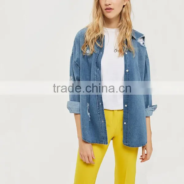 China Supplier Denim Fashion Custom Woman Shirt and Blouse photo-3