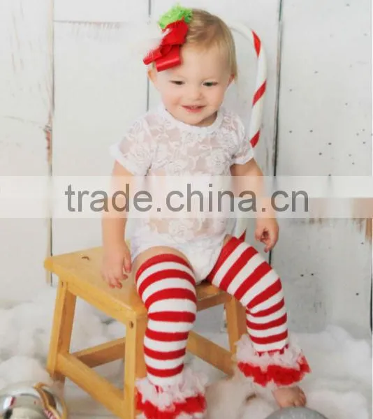 Christmas Baby Legging Warmers Stripe Ruffle Kids Leg Warmers photo-4