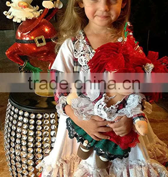 Girls Classic Long Sleeved Plaid Vintage Lace Embellished Nightgown Baby Christmas Sleepwear photo-3