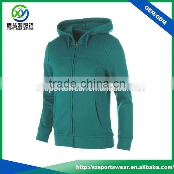 Plain Green Color Full Zipper Lady Hoody Jacket With Custom Design and Logo photo-2