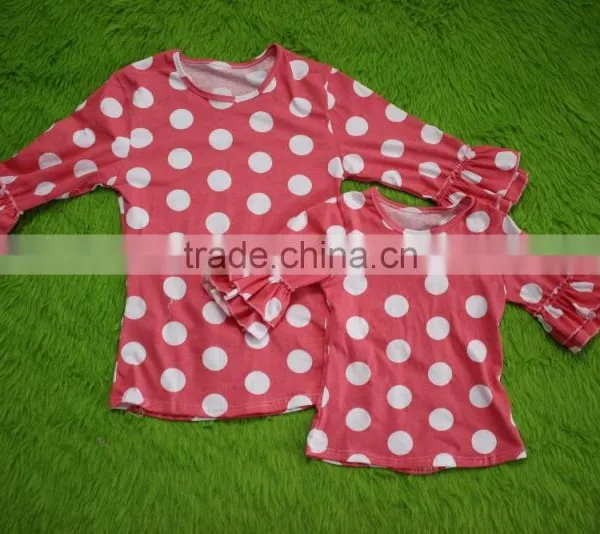 Bokun Factory Custom Made Women Clothing Polka Dots Pattern Blouse Mom and me Summer Shirts