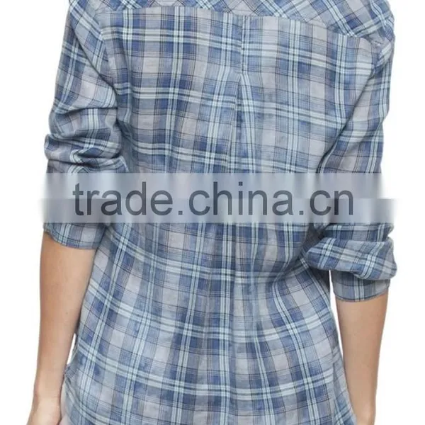 2015 Latest Girls Blouse Designs Women Shirts New York Casual Style Fashion Plaid photo-2