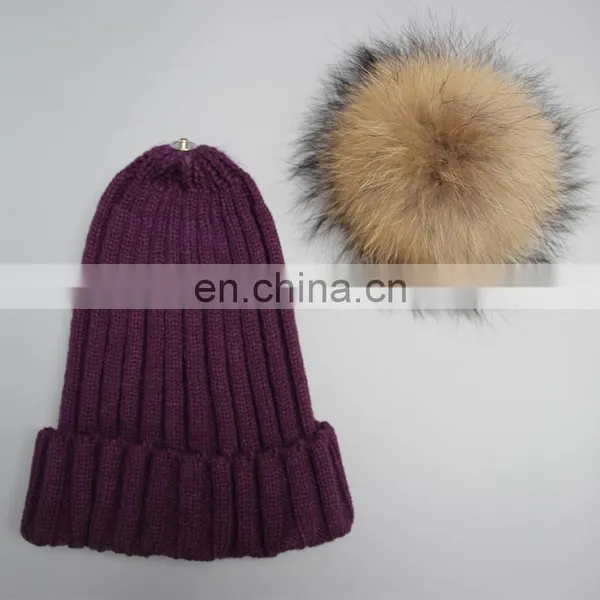 Classical Stripe Style Adults Acrylic Hats Winter Acrylic Hats With Big Ball on Top photo-6