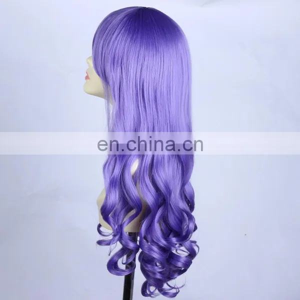 New Cosplay Fashion Long Curly Dark Blue Wig photo-3