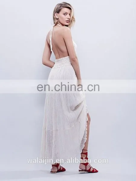 High Qaulity Lace Trim Cream Maxi Evening Dress ,fashion Woman Party Dress photo-4