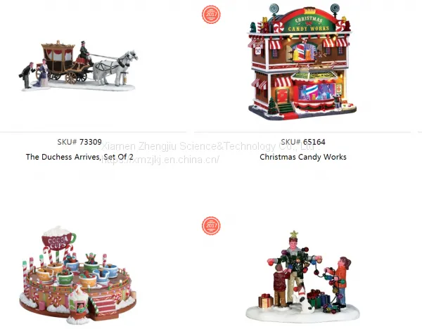 European-style Christmas Decoration Fiber LED Rotating Octave Music House Resin Handicraft Decoration House Resin Crafts Decoration photo-5