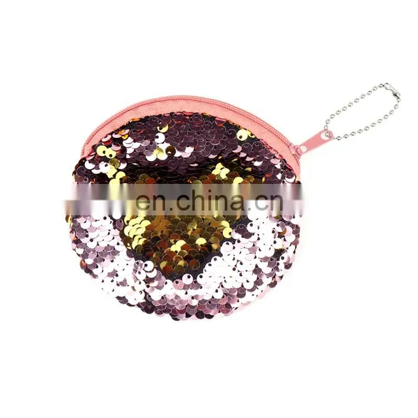 Cheap Reversable Kids Purse Baby Girl Sequin Kids Change Purse With Zipper Baby Girl Wallet Heart Shape Purse Frame photo-5
