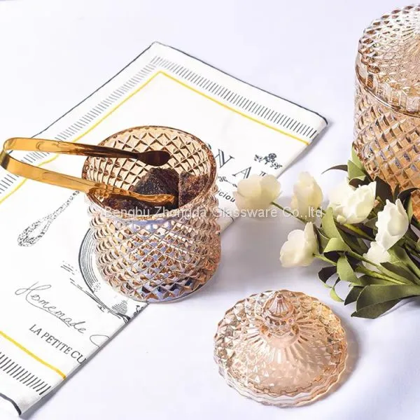Colored Plating Transparent Glass Sugar Bowl Candy Jar Storage Jar Wedding Candy Cup photo-3
