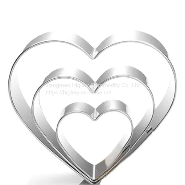 3Pcs Different Size 3d Diy Mousse Fondant Baking Custom Heart Shape Stainless Steel Cake Mould photo-3