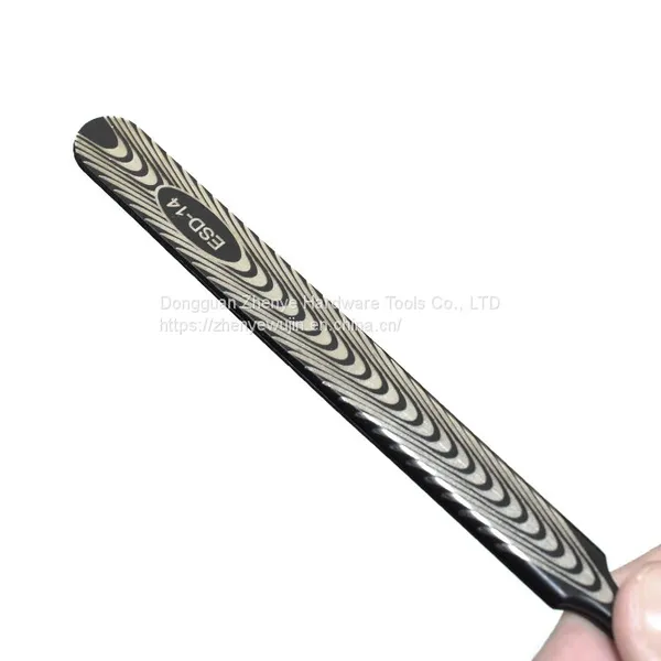 Anti Static High-grade Professional Precision Wear-resistant Eyelash Grafting Tweezers Planting Eyelash Clip Black Straight Elbow With Texture ESD-14 Tweezers photo-3