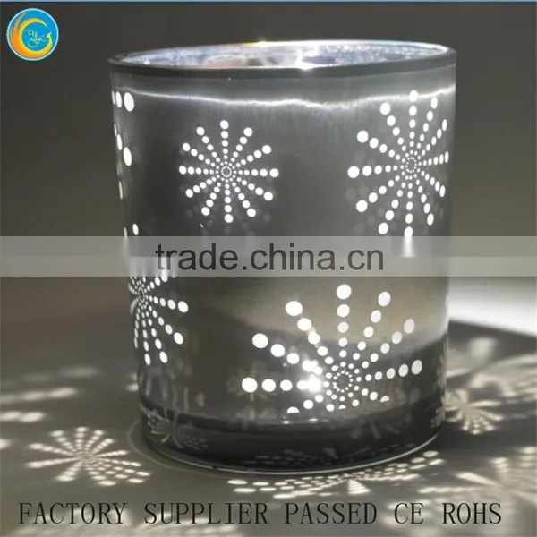 Sparkle Grey Mercury Glass Candle Holders Black And Gold Tea Light Holder photo-2
