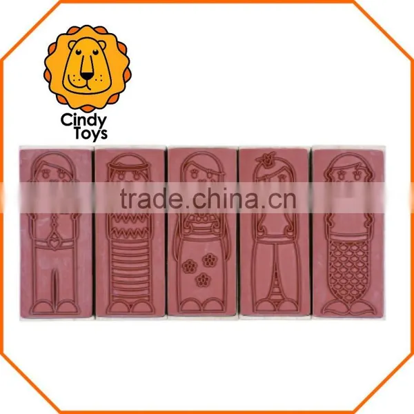 Wooden Rubber Stamps What's up - With the Girls ? 5 Pcs for Kids photo-4