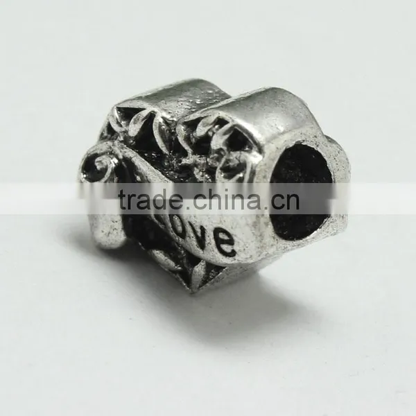 Wholesale Pdora Heart Shape Hole Beads Accessories, Lead Free Nickle Free Zinc Alloy Large Hole Beads photo-3