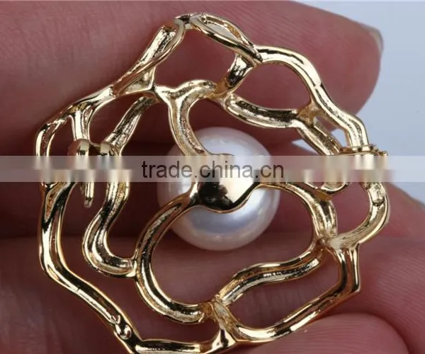 Fashion River Born Pearl Flower Designs Brass Brooch Women Jewerly Set Wholesale photo-5
