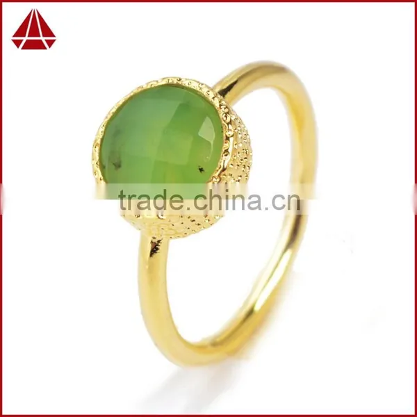 Gold Green Chrysoprase Stacking Ring photo-2