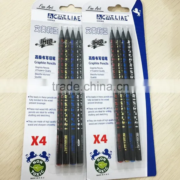 7" Standard Size Round Shape Black Wood Heat Rolling HB Pencil in Blister Card photo-2
