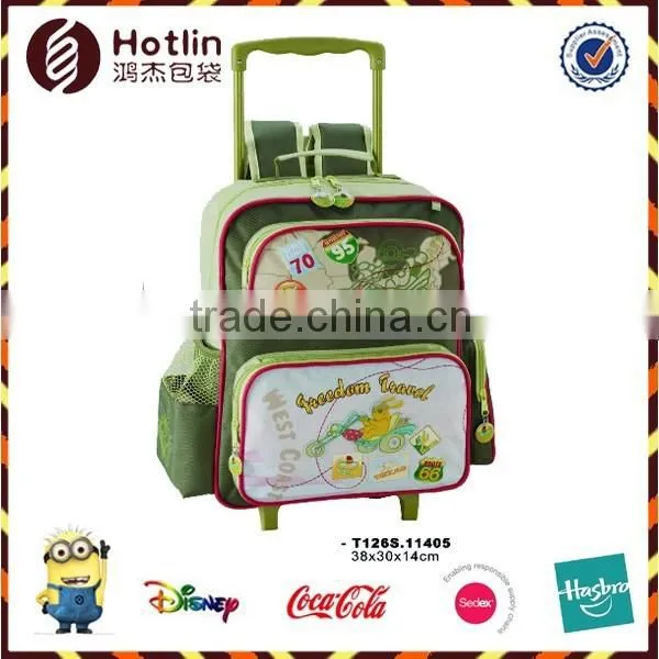 2015 Stylish School Trolley Backpack Bag With Zipper Closure