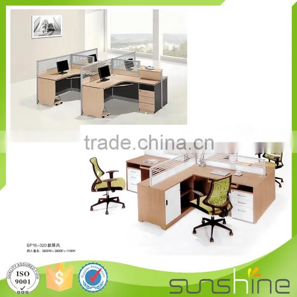 Practical 4 Seating Workstation Partitions Desktop Glass Partition With Keyboard Trays photo-2
