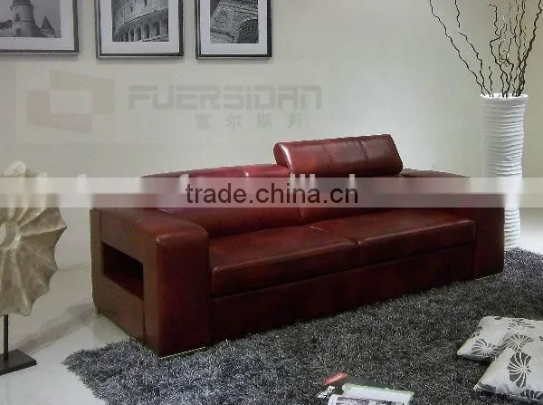 Top Grain Leather Korean Style Living Room Sofa Bed photo-4