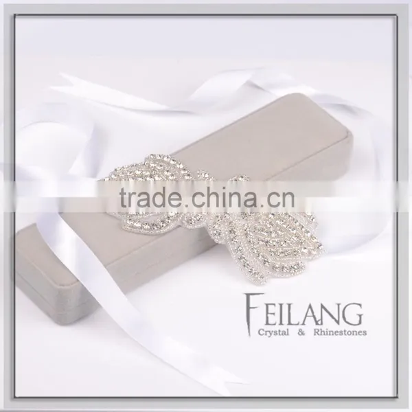 Rhinestone Encrusted Bridal Belt Crystal Belt Ribbon Headbands photo-2
