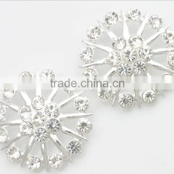 Silver Round Metal Shank Button With Rhinestones RNK1293 photo-4