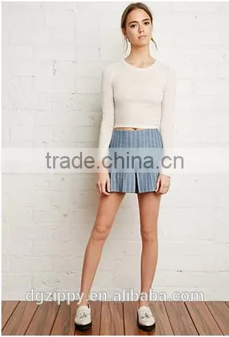 2015 New Apparel Designs Fashion Pleated Denim Shorts for Women photo-2