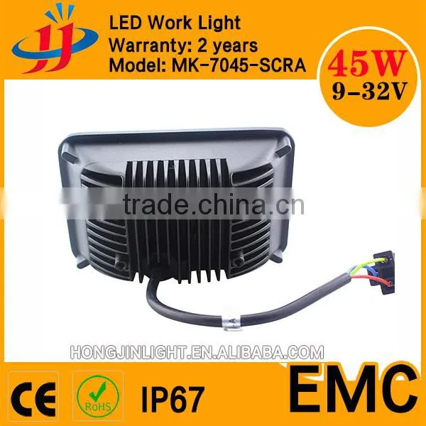 Super Bright IP67 Led Work Light 45W Jeep Headlight 7inch 12v Square Car Work Light photo-3