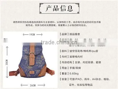 Hottest Vintage Style With Printing Ladies Canvas Backpack photo-6