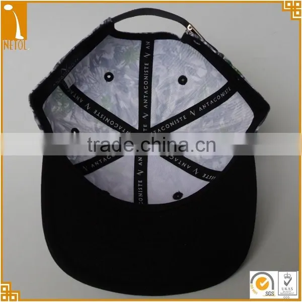 Custom 6 Panel Sublimationfloral Leather Strap Snapback Baseball Caps photo-5