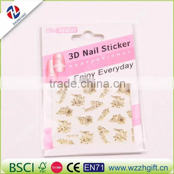 New Gold 3D Nail Stickers,Metallic Mix Designs Flowers Nail Decal,Beauty Creative Nail Art Decoration photo-4