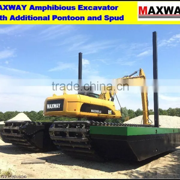 MAXWAY Swamp Excavator Pontoon Undercarriage With Additional Pontoon and Spud , Suitable to 20 to 23Ton Class Excavator photo-3