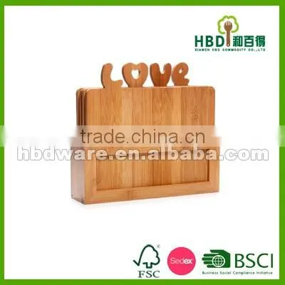 "LOVE"letter Bamboo Cutting Board Set With Stand photo-2